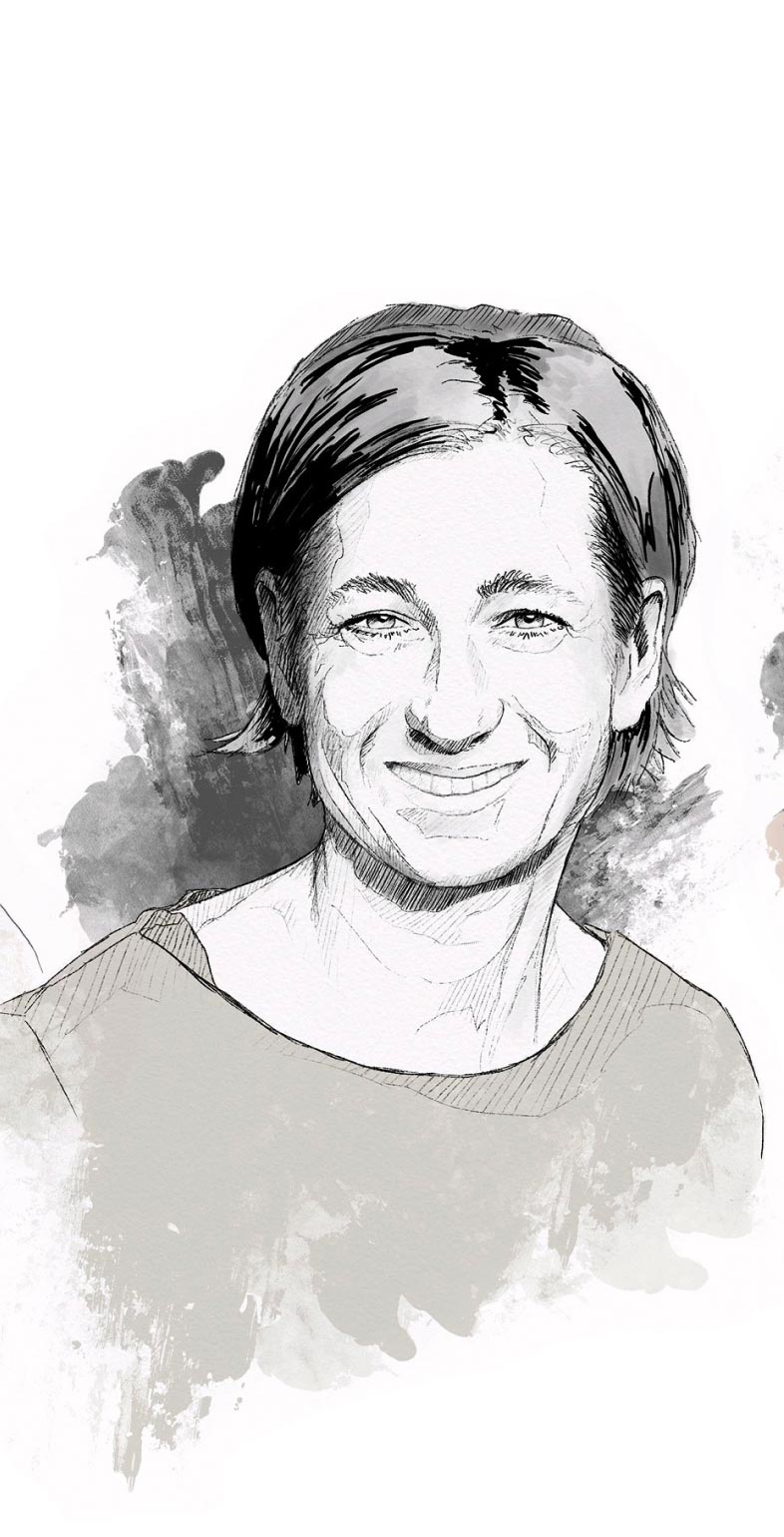 Gezeichnete Illustration mit Kristina Meyer für die Möbelmarke Modal Concept. Corporate Design von Neue Identität.