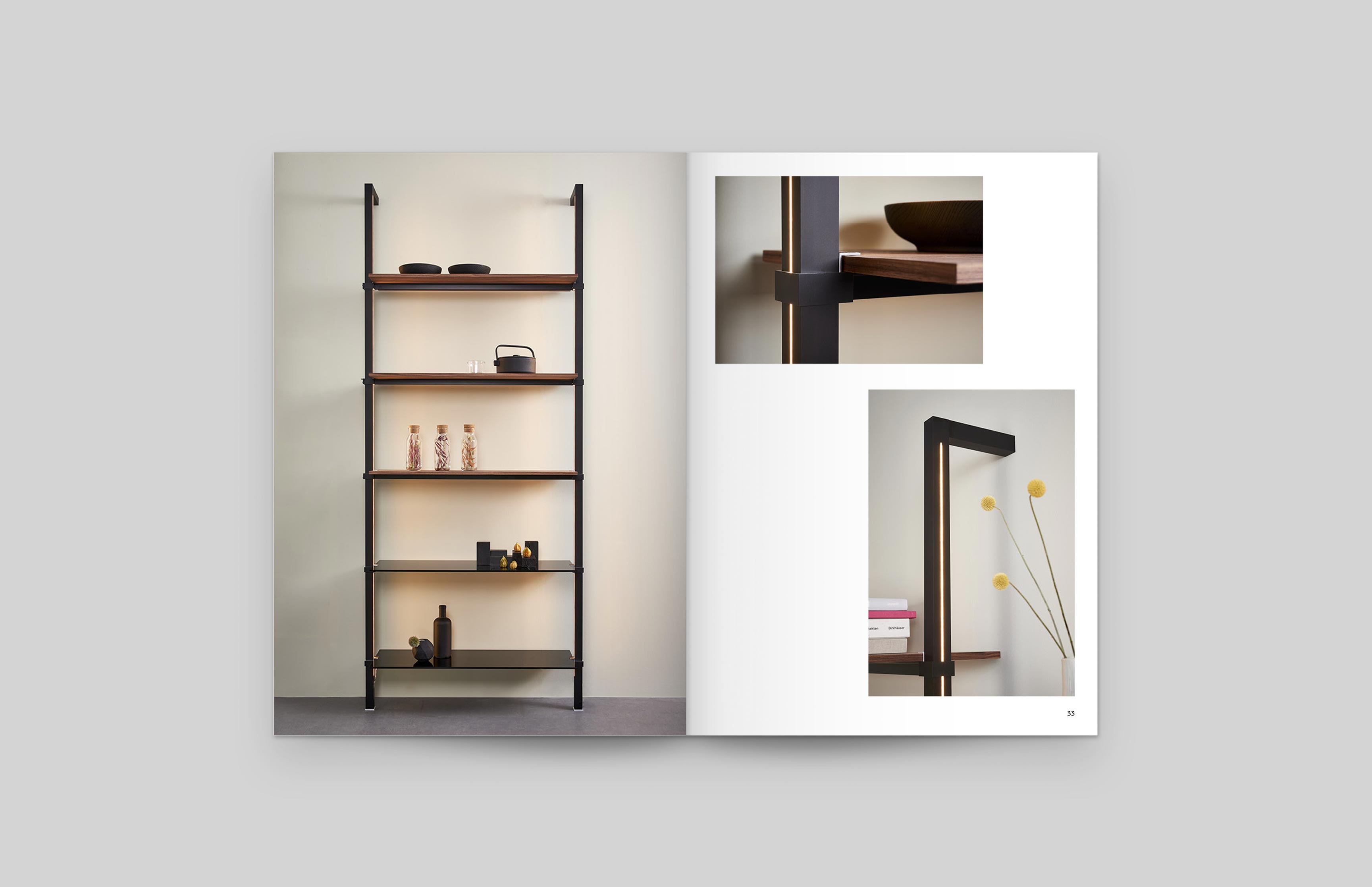Brand Identity, Corporate Design für die Möbelbranche. Doppelseite aus dem Möbelkatalog für Modal Concept von Neue Identiät.