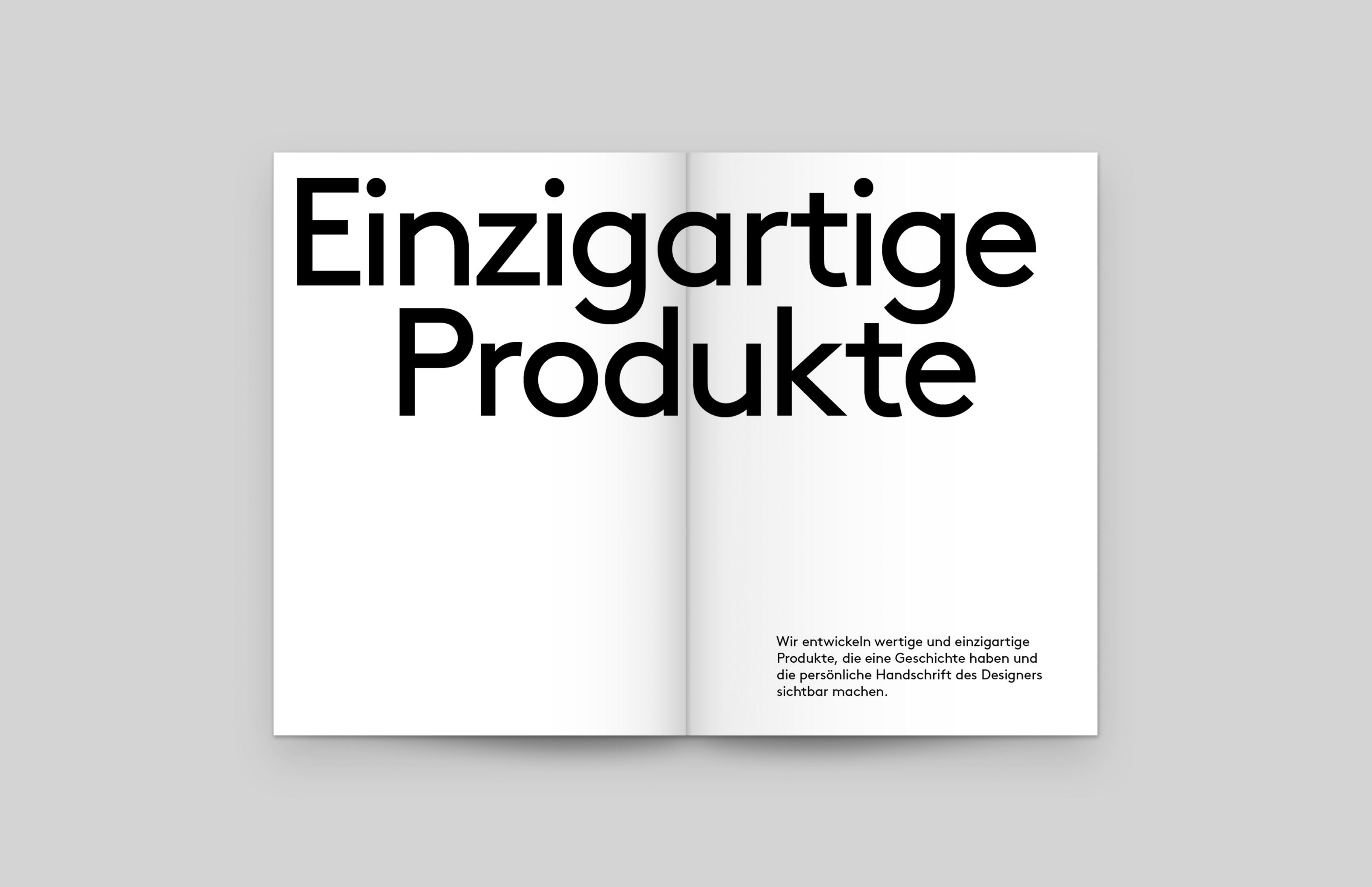 Brand Identity, Corporate Design für die Möbelbranche. Doppelseite aus dem Möbelkatalog für Modal Concept von Neue Identiät.