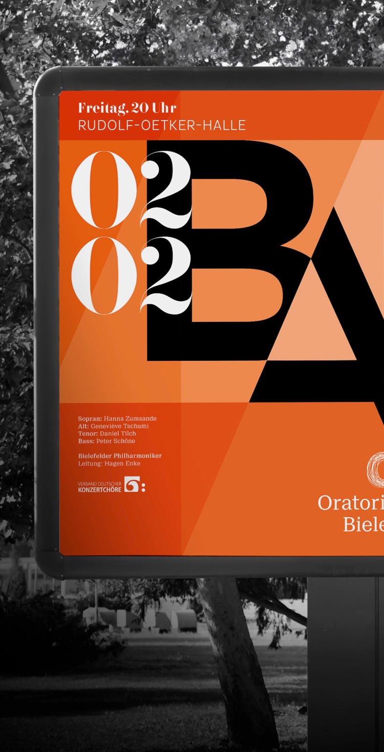 Großflächenplakat für die h-Moll Messe von Bach für den Oratorienchor Bielefeld – Gestaltung: Neue Identität.