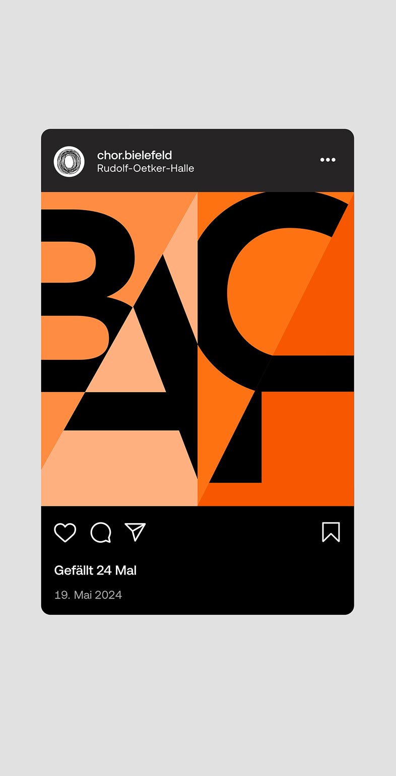 Social Media Design, Instagram-Post Design für Konzert „h-Moll Messe“ – Social Media Grafik für den Oratorienchor Bielefeld.