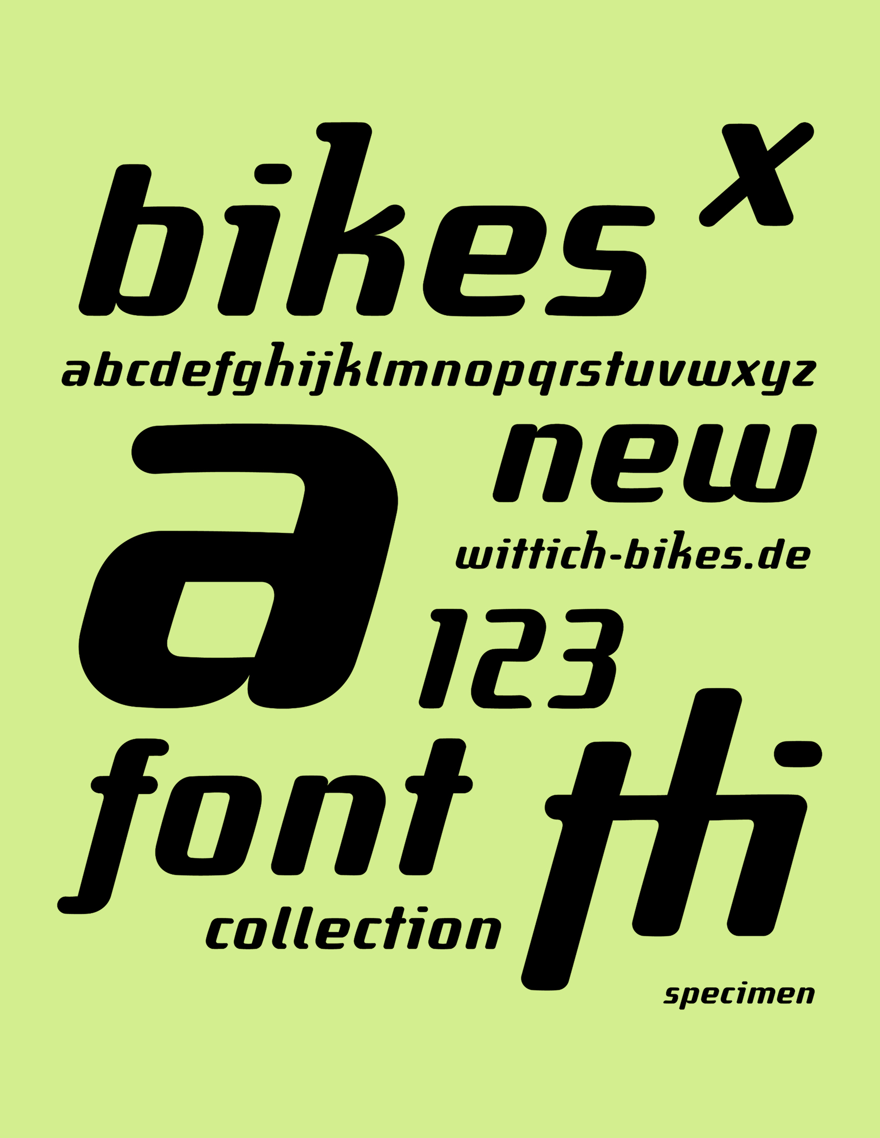 Wittich Bikes Typografie-Design auf grünem Hintergrund – individuelle Hausschrift für den Fahrradhersteller gestaltet von Neue Identität aus Bielefeld