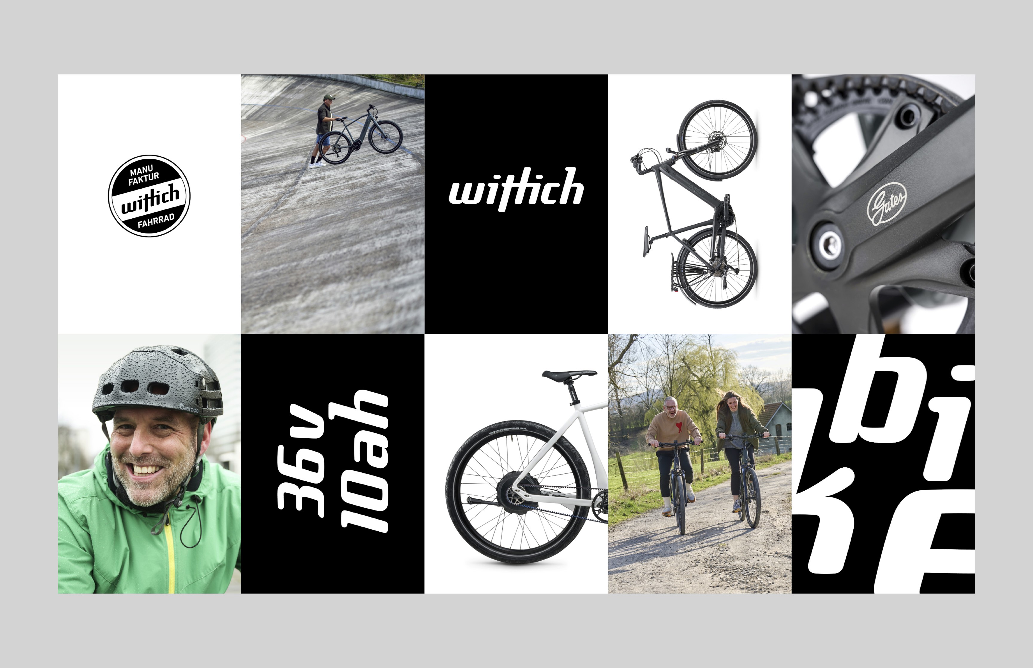 Branding-Übersicht für Wittich Bikes mit Logo, Keyvisuals, Produktfotografie und Typografie – Design von Neue Identität aus Bielefeld.