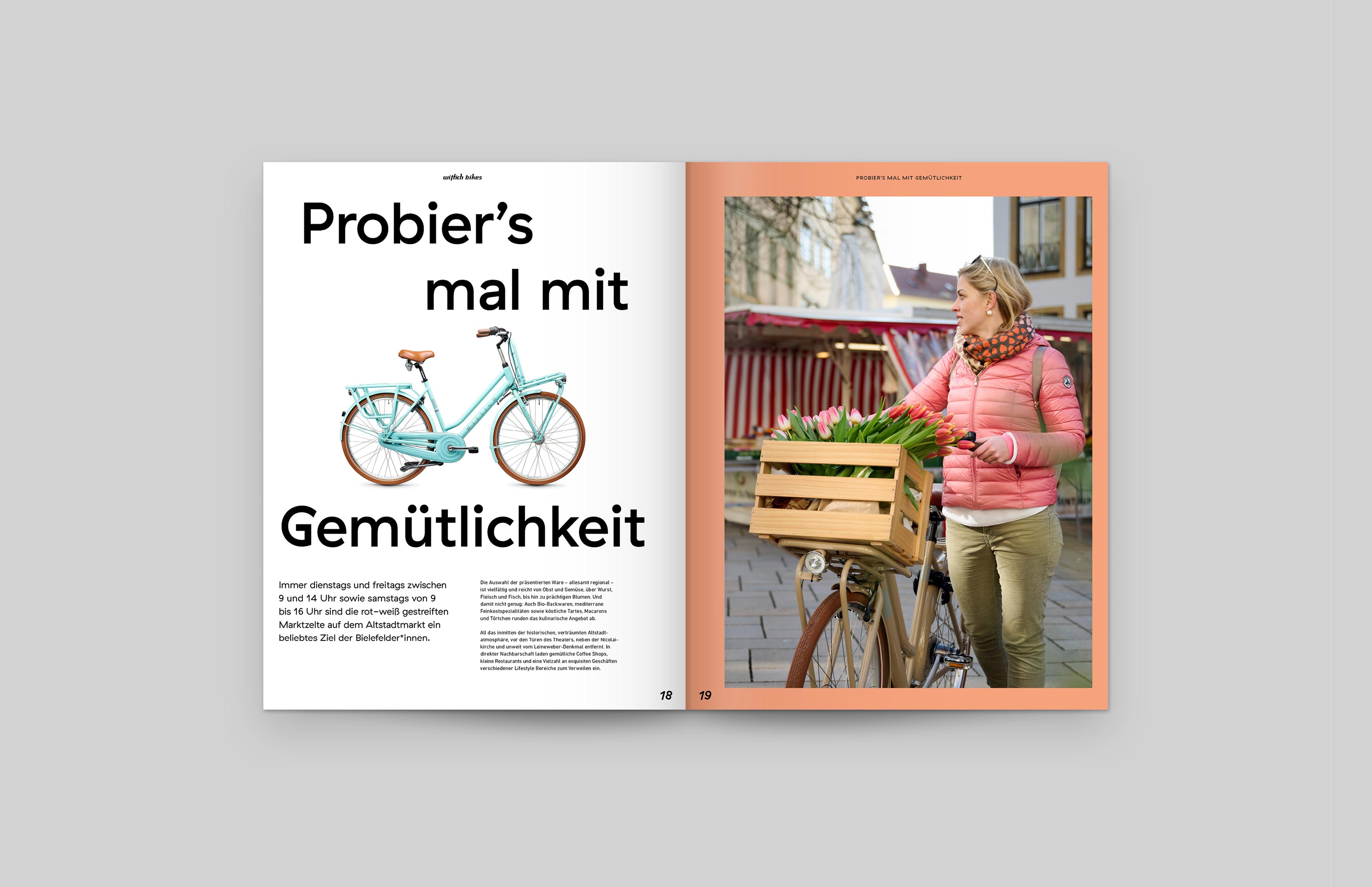 Editorial-Design für das Kundenmagazin von Wittich Bikes – Fahrradfotografie, Storytelling und Typografie-Konzept von Neue Identität Bielefeld.