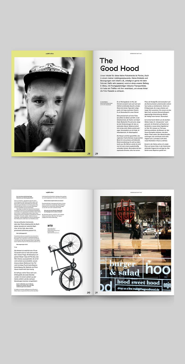 Editorial-Design für das Kundenmagazin von Wittich Bikes – Fahrradfotografie, Storytelling und Typografie-Konzept von Neue Identität Bielefeld.