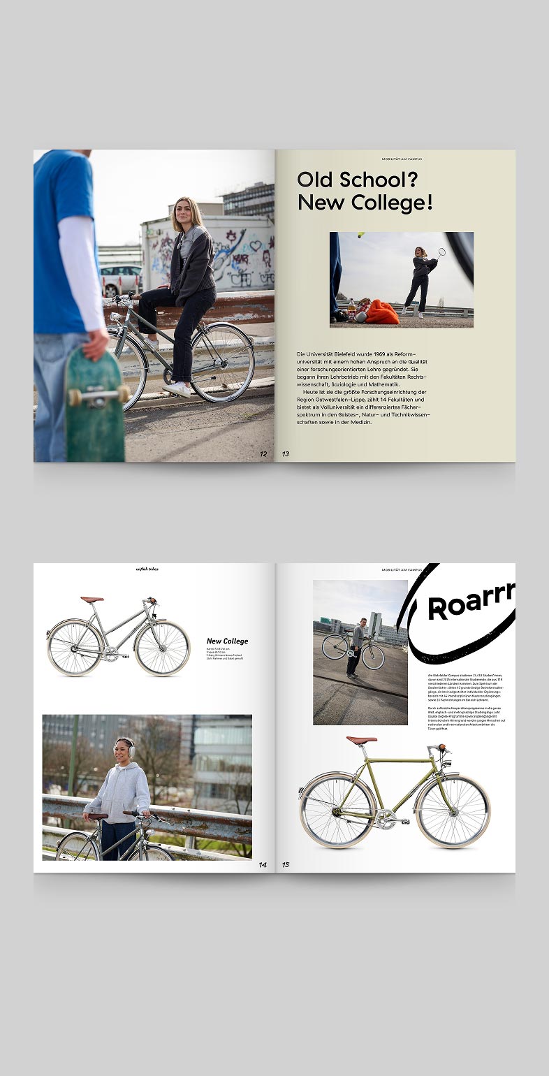 Editorial-Design für das Kundenmagazin von Wittich Bikes – Fahrradfotografie, Storytelling und Typografie-Konzept von Neue Identität Bielefeld.